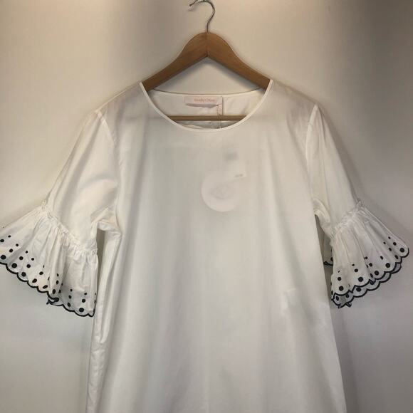 See by Chloe ruffle sleeve shift dress white - size 38 (US 6) - Picture 4 of 14